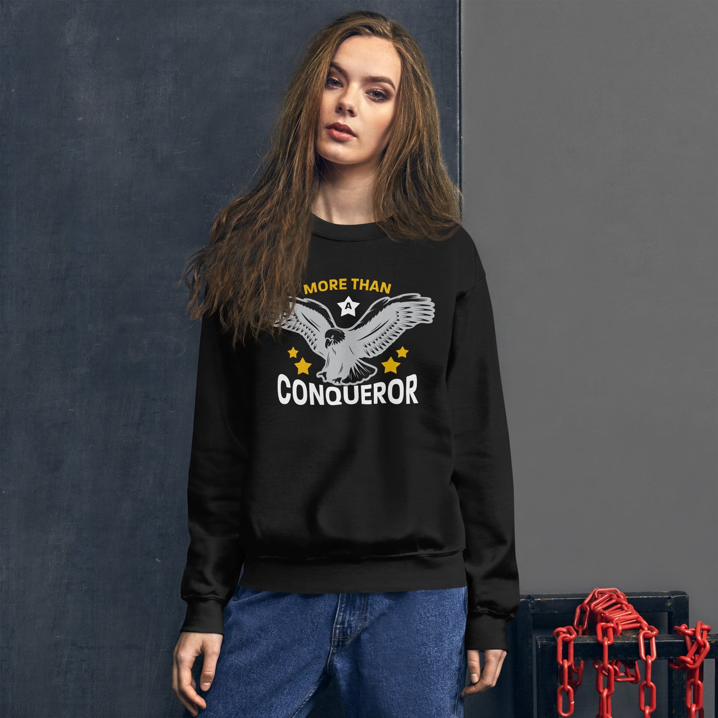 More Than a Conqueror Unisex Sweatshirt with Signature Logo