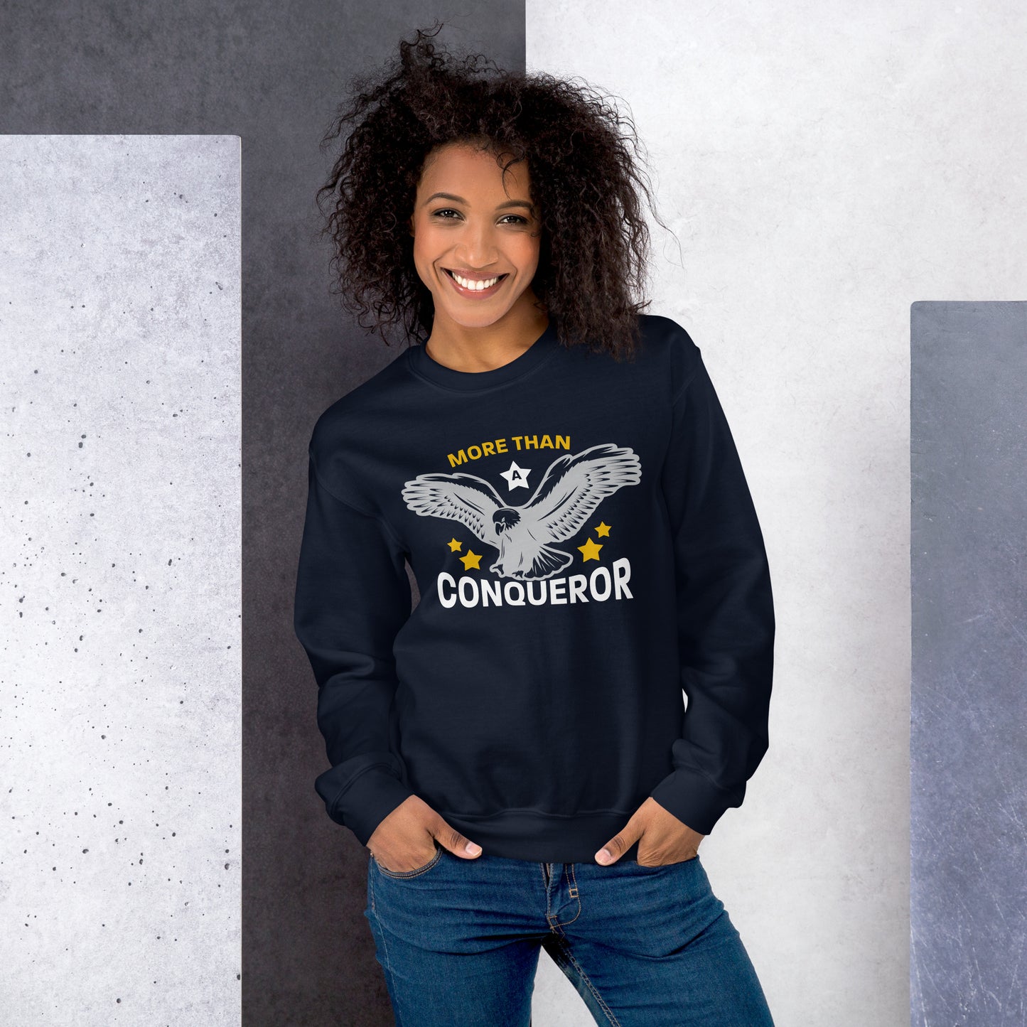 More Than a Conqueror Unisex Sweatshirt with Signature Logo
