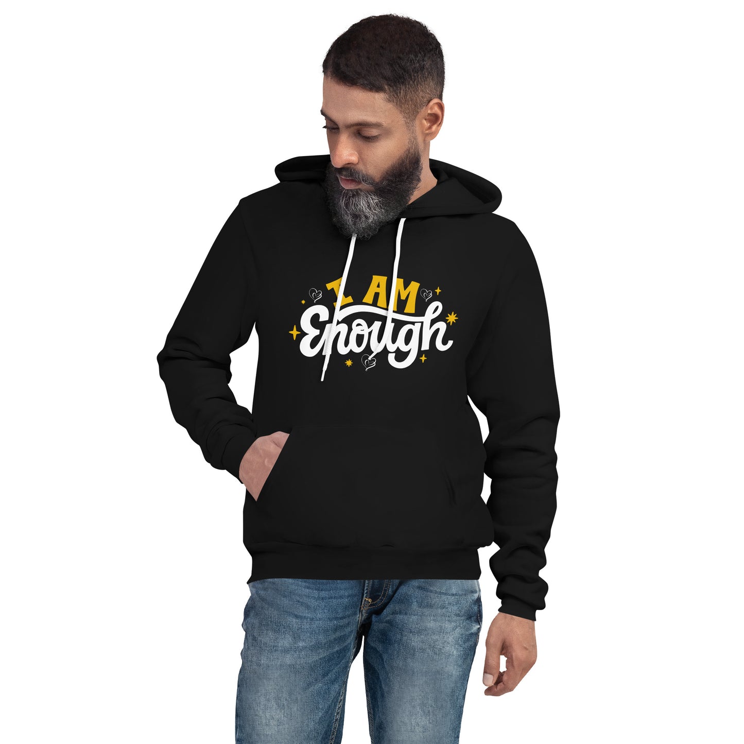 Versatile 'I Am Enough' Unisex Hoodie with Branded Logo - Comfort for Every Season