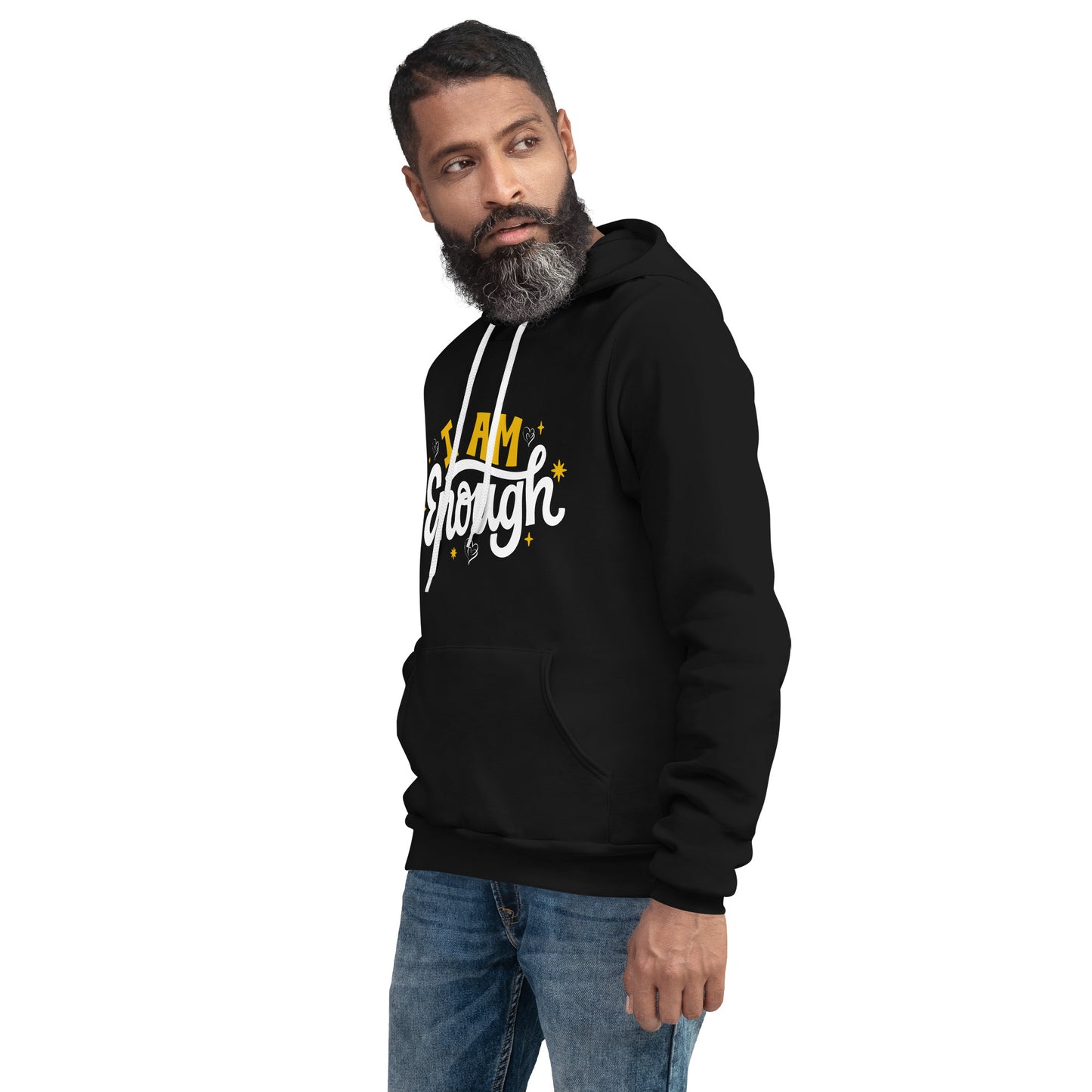 Versatile 'I Am Enough' Unisex Hoodie with Branded Logo - Comfort for Every Season