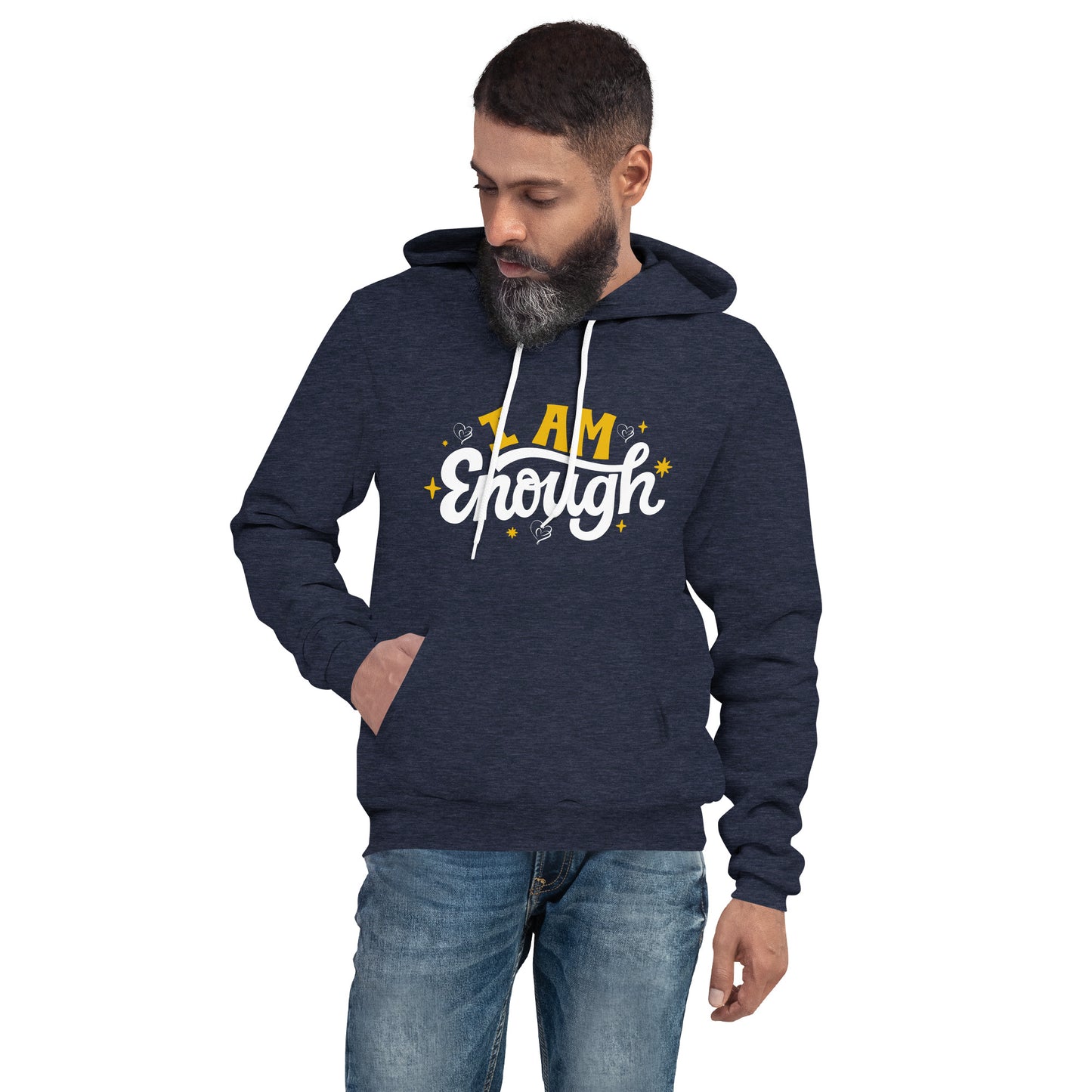 Versatile 'I Am Enough' Unisex Hoodie with Branded Logo - Comfort for Every Season