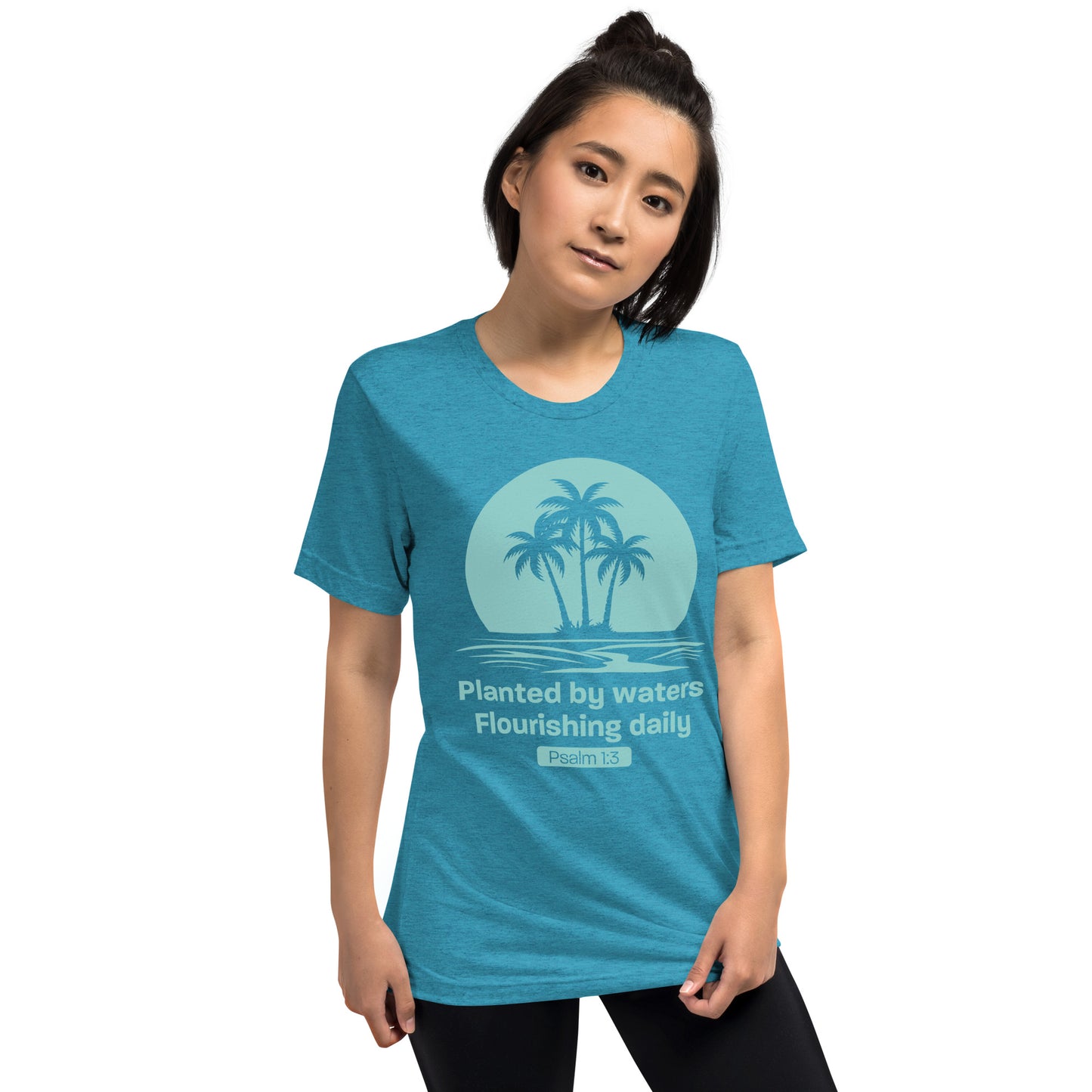 Planted by Waters, Flourishing Daily Ps 1:3 - Vintage Tri-Blend Short Sleeve T-Shirt
