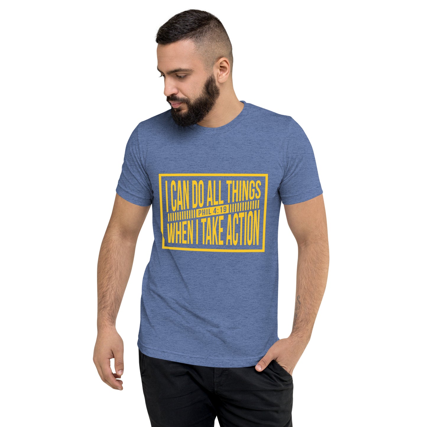 Faith & Action Christian Short Sleeve Unisex T-Shirt: 'I Can Do All Things - Phil 4:19'