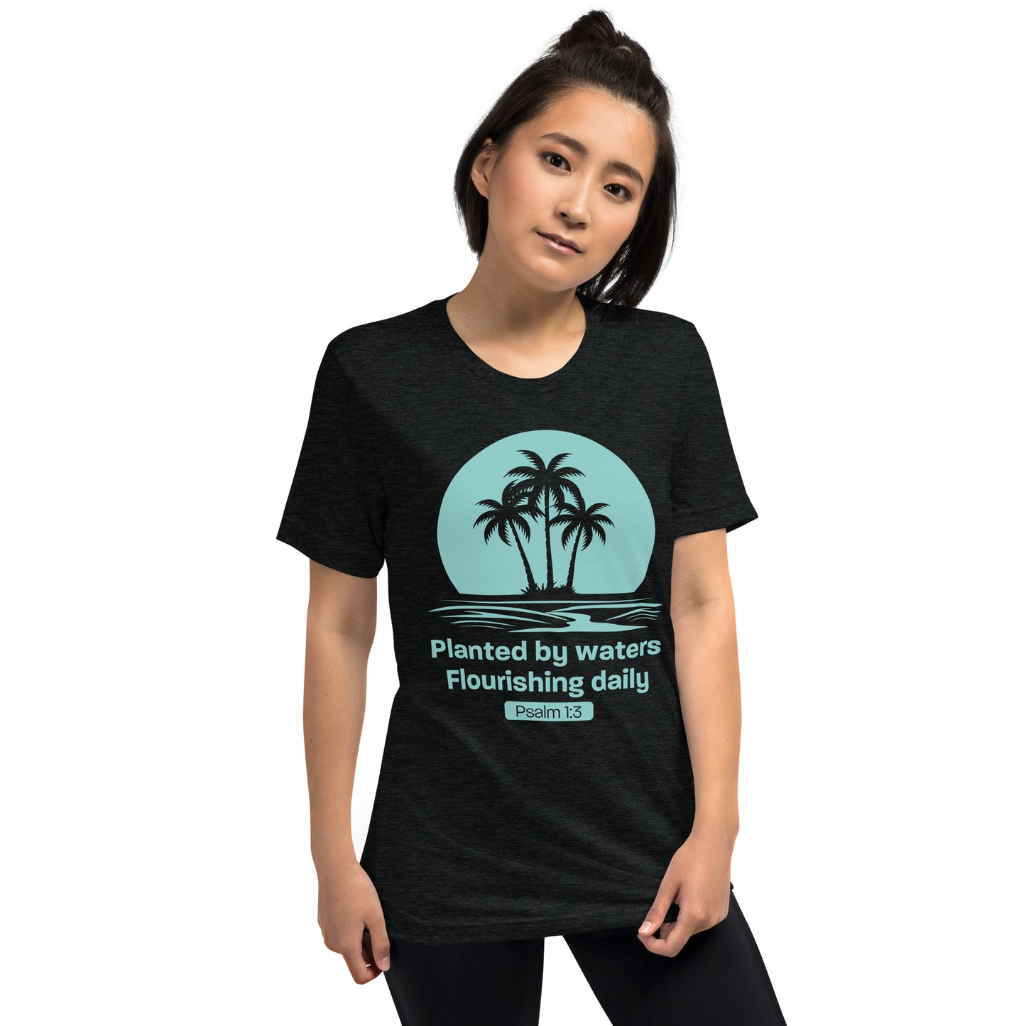 Planted by Waters, Flourishing Daily Ps 1:3 - Vintage Tri-Blend Short Sleeve T-Shirt