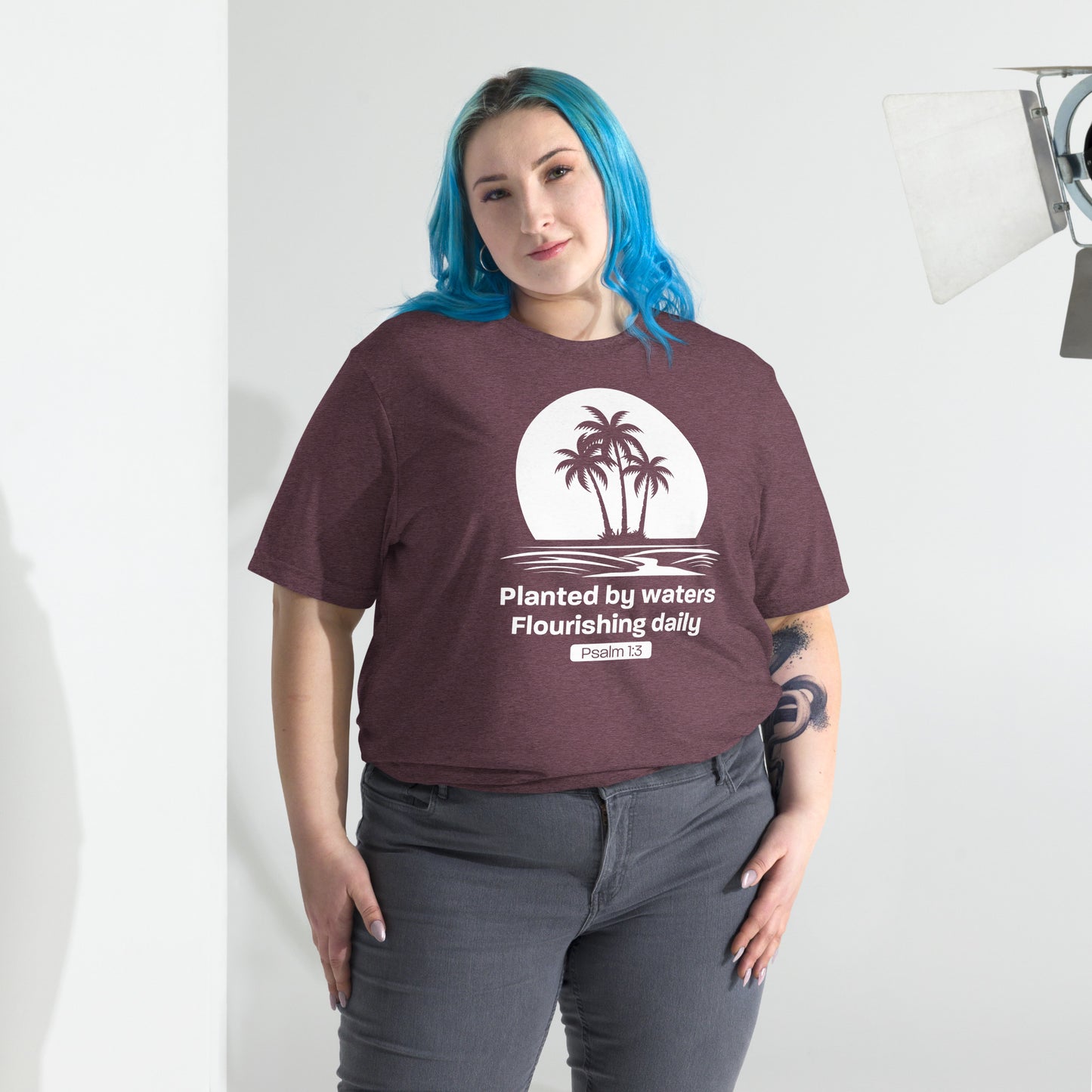 Planted by Waters, Flourishing Daily Ps 1:3 - Vintage Tri-Blend Short Sleeve T-Shirt