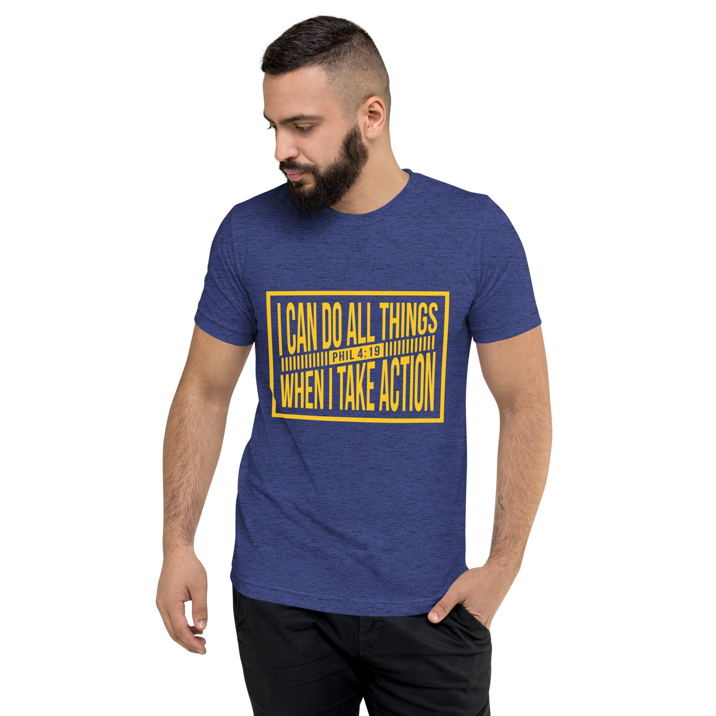Faith & Action Christian Short Sleeve Unisex T-Shirt: 'I Can Do All Things - Phil 4:19'
