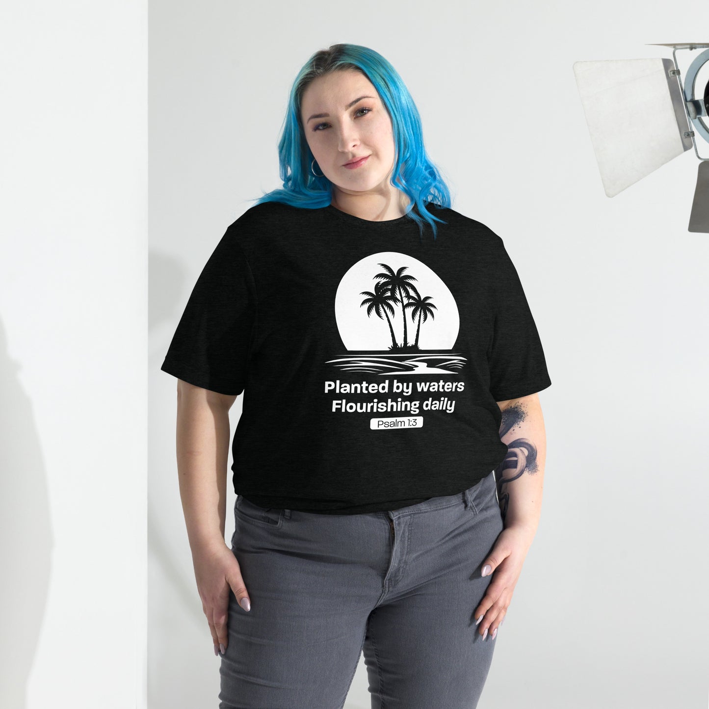 Planted by Waters, Flourishing Daily Ps 1:3 - Vintage Tri-Blend Short Sleeve T-Shirt