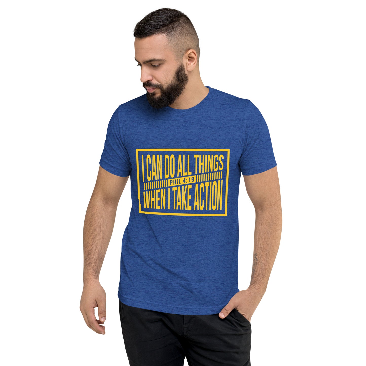 Faith & Action Christian Short Sleeve Unisex T-Shirt: 'I Can Do All Things - Phil 4:19'