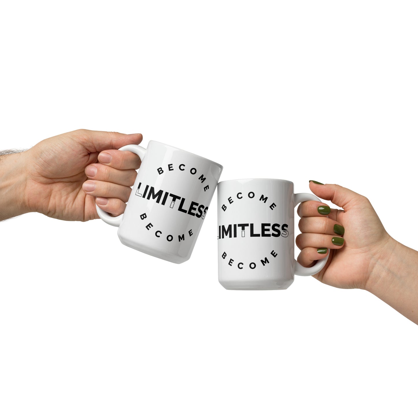 Become Limitless: Double-Printed Sleek Glossy White Ceramic Inspirational Mug