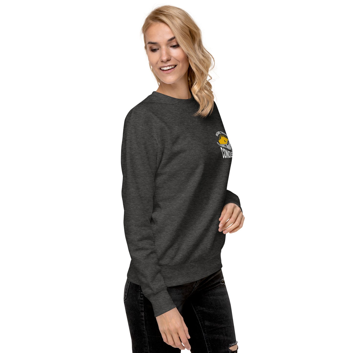 More Than a Conqueror - Unisex Premium Fleece Sweatshirt for Daily Triumph