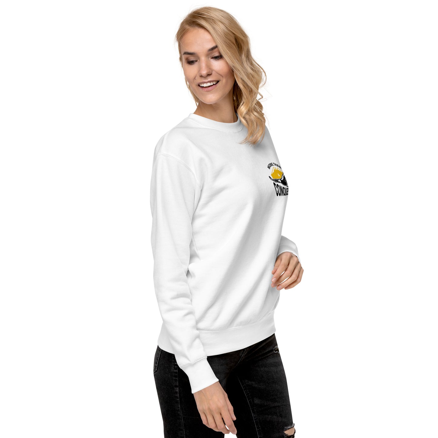 More Than a Conqueror - Unisex Premium Fleece Sweatshirt for Daily Triumph