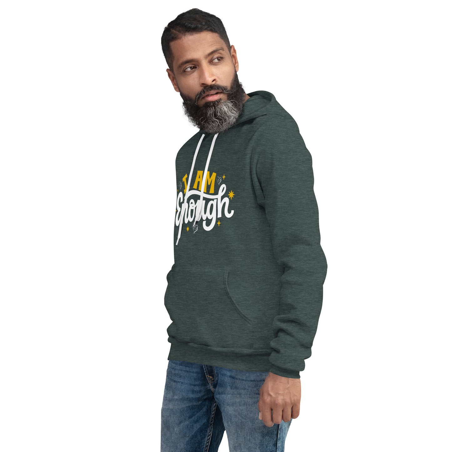 Versatile 'I Am Enough' Unisex Hoodie with Branded Logo - Comfort for Every Season
