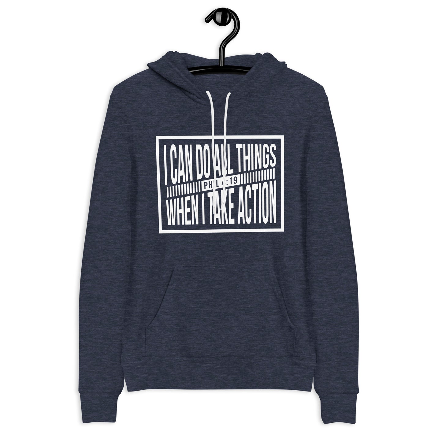 Empowered Action Fleece Hoodie: Unisex Phil 4:19 Inspirational Design.