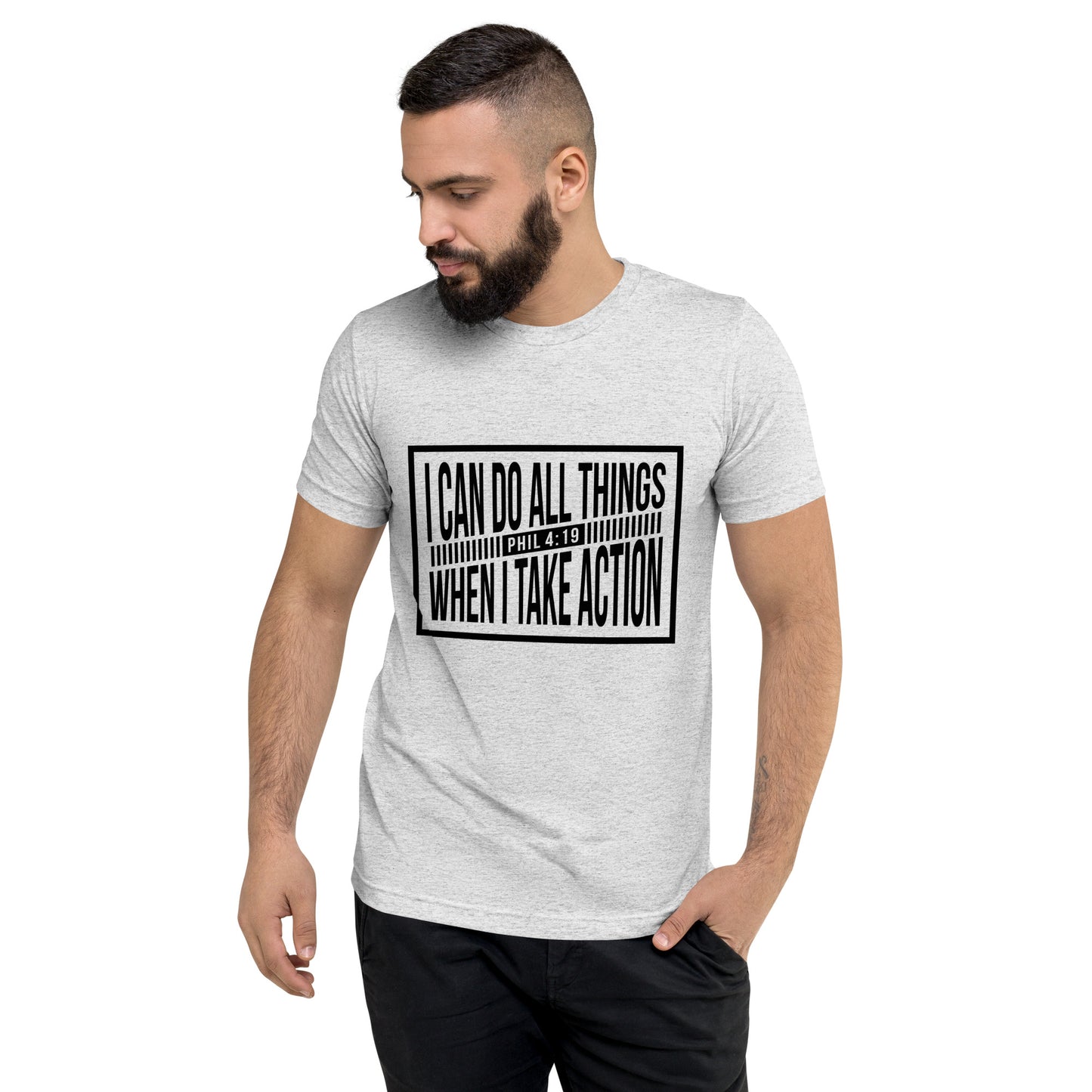Faith & Action Christian Short Sleeve Unisex T-Shirt: 'I Can Do All Things - Phil 4:19'