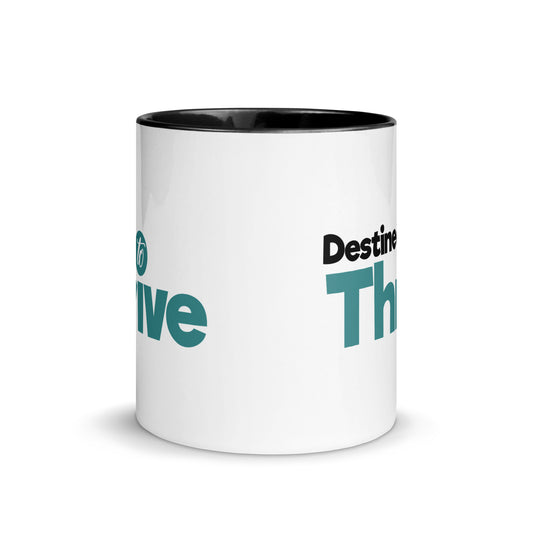 "Vibrant Triumph: Double-Printed ‘Destined To Thrive’ Color-Accented Ceramic Mug