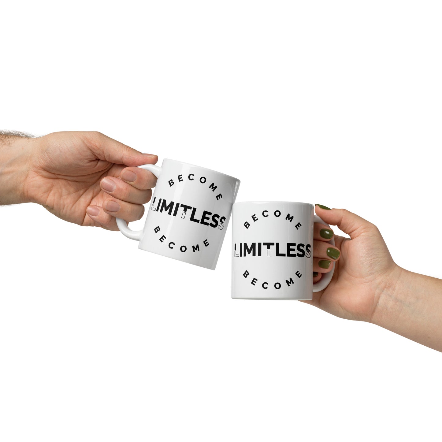 Become Limitless: Double-Printed Sleek Glossy White Ceramic Inspirational Mug